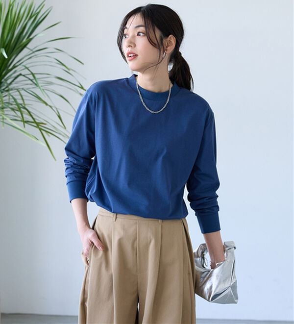 BELLUNA（ベルーナ）の「【汗ジミ対策◎】＜エアリーアイスコットン＞オーバーサイズＴシャツ【選べる袖丈】（カットソー）」｜詳細画像