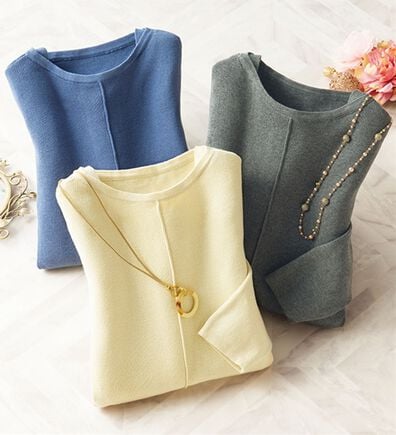 ルフラン（ルフラン）の「【３色組】綿１００％！美人見えニットプルオーバー（ニット・セーター）」