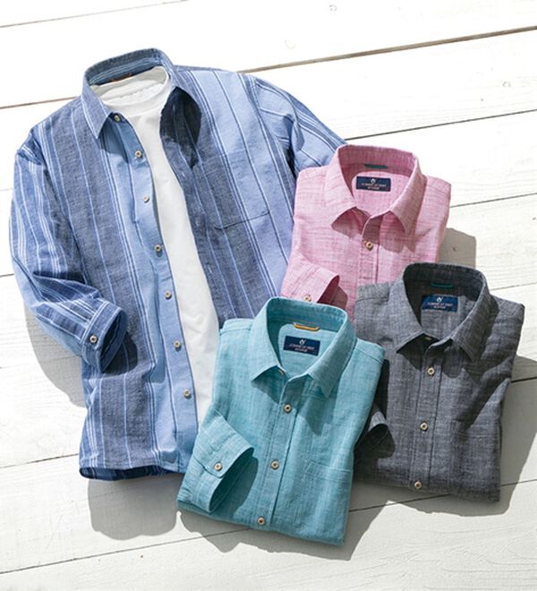 「＜コムルヴァン・オム＞綿１００％さらっと強撚７分袖シャツ（メンズシャツ）」｜詳細画像