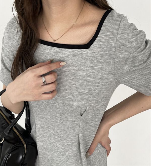 GeeRA（ジーラ）の「バックオープン配色リブワンピース（その他ワンピース）」｜詳細画像