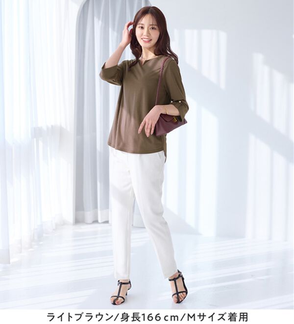 alotta（アロッタ）の「柔らか綿混素材金ボタンデザインＴシャツ（カットソー）」｜詳細画像