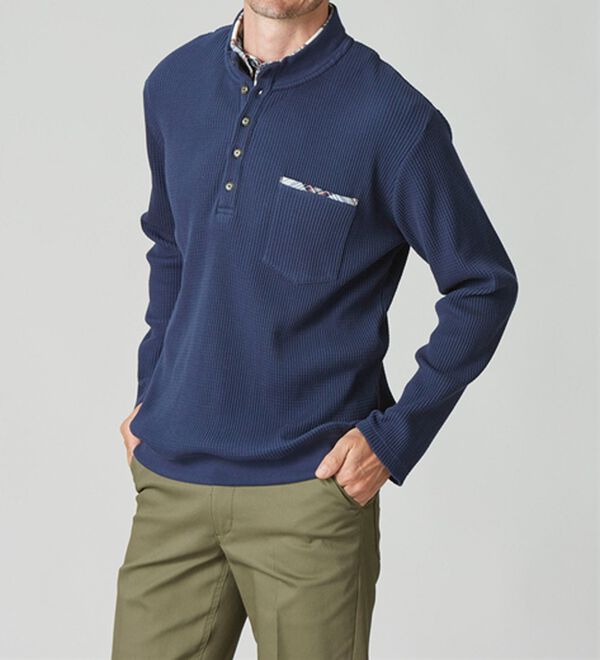 「重ね着いらずのダブル衿トレーナー（メンズトレーナー）」｜詳細画像