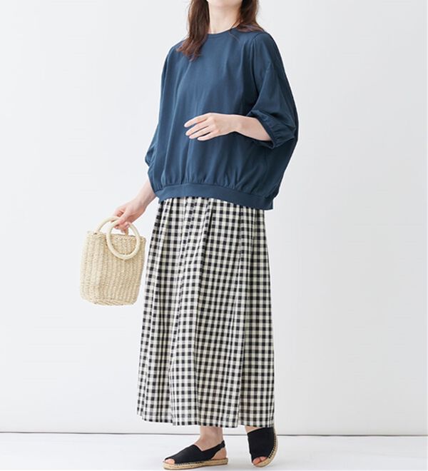 Viola e Viola（ヴィオラ エ ヴィオラ）の「異素材切替７分袖ゆるプルオーバー（カットソー）」｜詳細画像