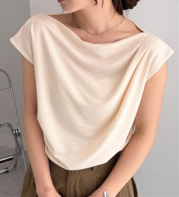 RANAN（ラナン）の「【ひんやり・ＵＶ】タックドレープフレンチスリーブカットソー（Tシャツ）」｜詳細画像