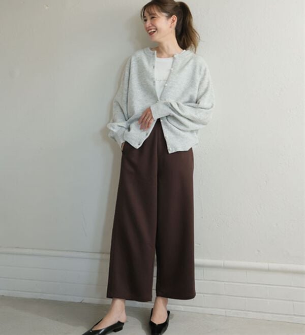 A HAPPY MARILYN（アハッピーマリリン）の「【Ｌ～６Ｌ】丈が選べる 脚痩せ ポンチ カーブパンツ ストレッチ ワイドパンツ（ワイドパンツ・ガウチョ）」｜詳細画像