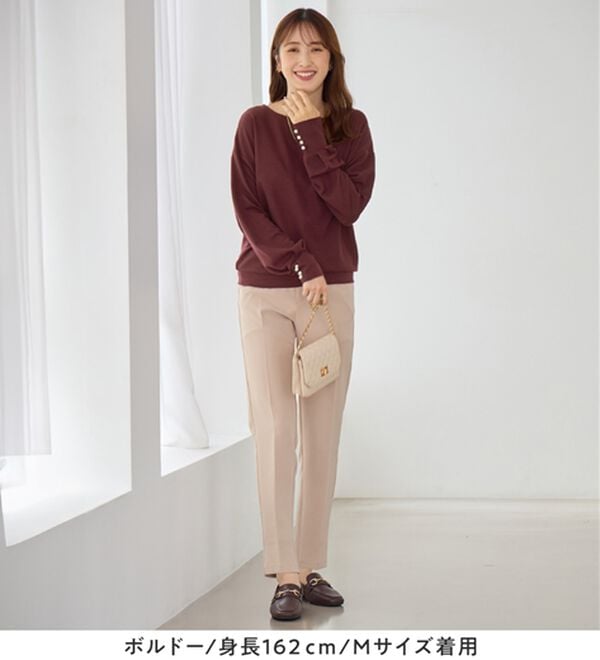 alotta（アロッタ）の「パール調ボタン柔らかカットソーゆるトップス（カットソー）」｜詳細画像