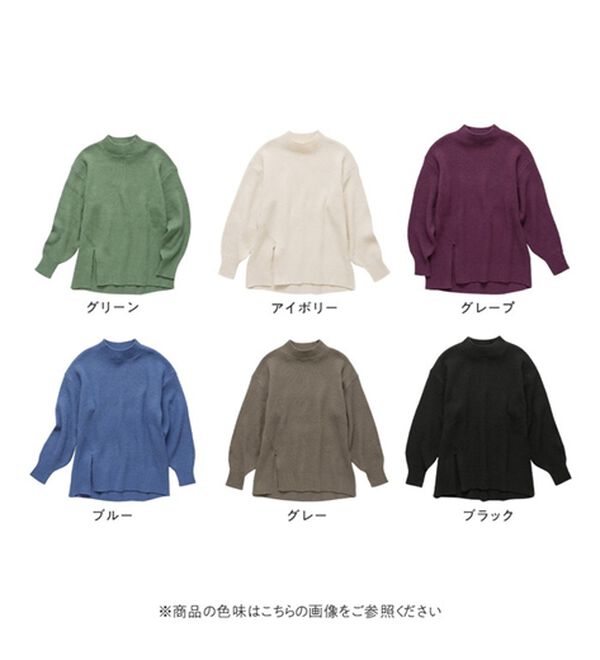 Viola e Viola（ヴィオラ エ ヴィオラ）の「【毛玉になりにくい・静電気防止】サイドスリットハイネックニット（ニット・セーター）」｜詳細画像