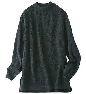 BELLUNA（ベルーナ）の「カシミヤウールあぜ編ハイネックデザインセーター（ニット・セーター）」｜黒