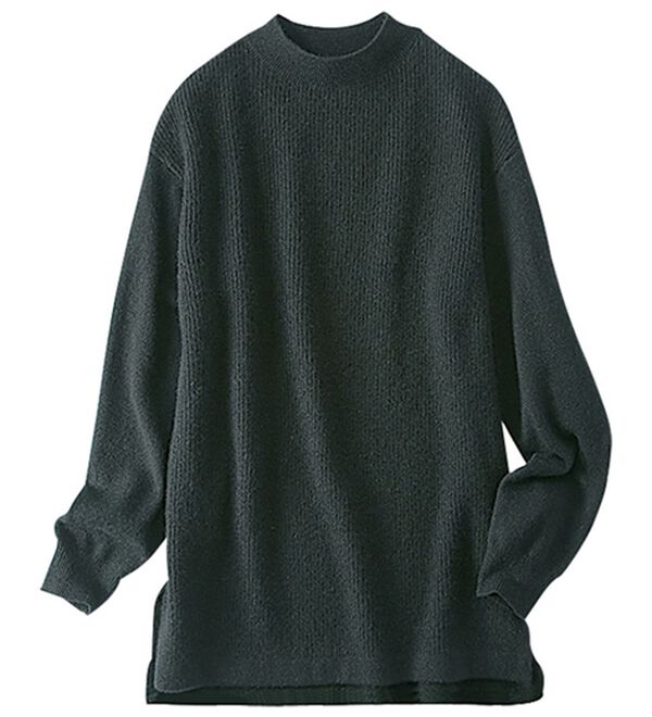 BELLUNA（ベルーナ）の「カシミヤウールあぜ編ハイネックデザインセーター（ニット・セーター）」｜黒