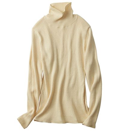 BELLUNA（ベルーナ）の「ハピネスコットン１００％&times;吸湿発熱リブタートルニット＜＆ｃｏｃｏｃｈｉ＞（ニット・セーター）」