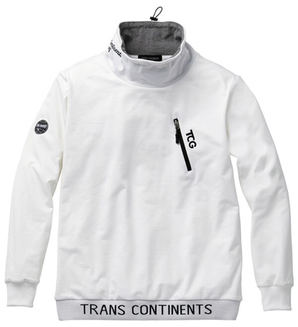 「＜トランスコンチネンツゴルフ＞ネックウォームウインドブレーカー（メンズトレーナー）」｜ホワイト