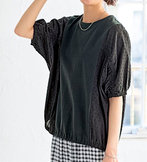 BELLUNA（ベルーナ）の「＜猛暑対策＞風が通りぬけるドルマンプルオーバー（Tシャツ）」｜黒