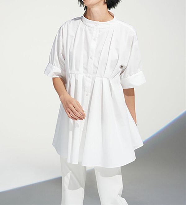 BELLUNA（ベルーナ）の「汚れが落ちやすい白！タックブラウス（ブラウス）」｜詳細画像