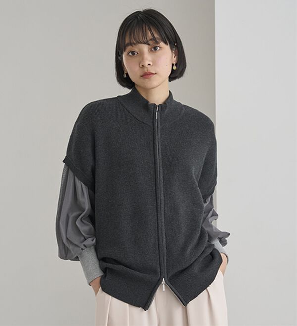 BELLUNA（ベルーナ）の「綿１００％ダブルジップニットベスト（ベスト）」｜詳細画像