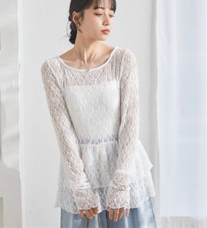 RANAN（ラナン）の「メローティアードデザインカットソー（カットソー）」｜ホワイトレース