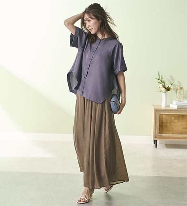 BELLUNA（ベルーナ）の「スカート見えシアーワイドスカーチョ（フルレングスパンツ）」｜詳細画像