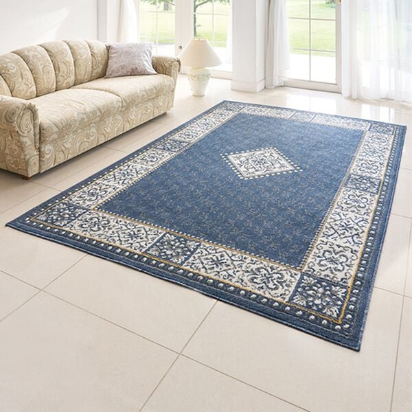 「エジプト製お買得ウィルトン織カーペット（カーペット）」｜ダイヤブルー