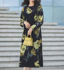 RANAN（ラナン）の「ベロアプリント花柄ワンピース（プリントワンピース）」