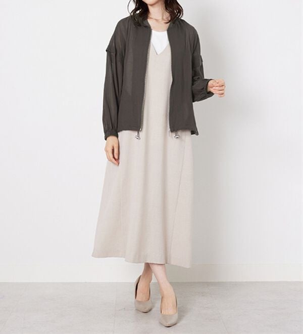 BELLUNA（ベルーナ）の「麻調素材リブ使いシアーブルゾンジャケット（ブルゾン）」｜詳細画像