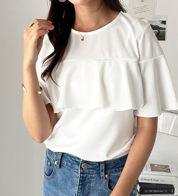 GeeRA（ジーラ）の「ラッフルフリルフレアースリーブＴブラウス（ブラウス）」｜詳細画像