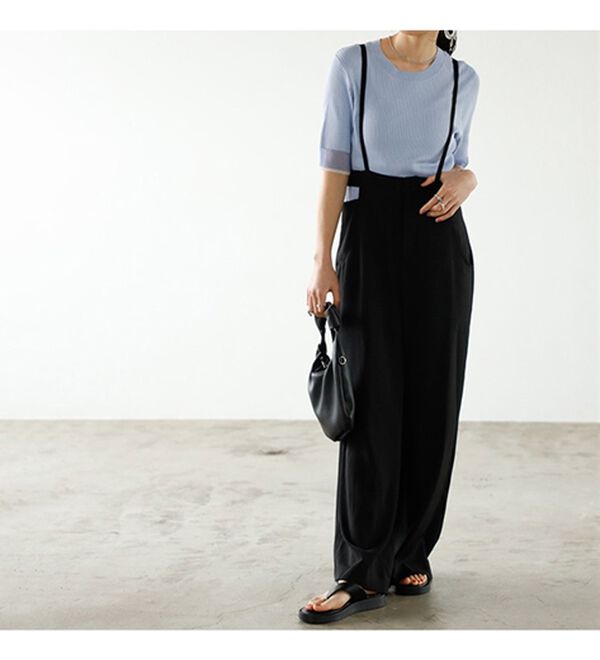 GeeRA（ジーラ）の「サイドカットアウトサス付ハイウエストパンツ（オールインワン）」｜詳細画像