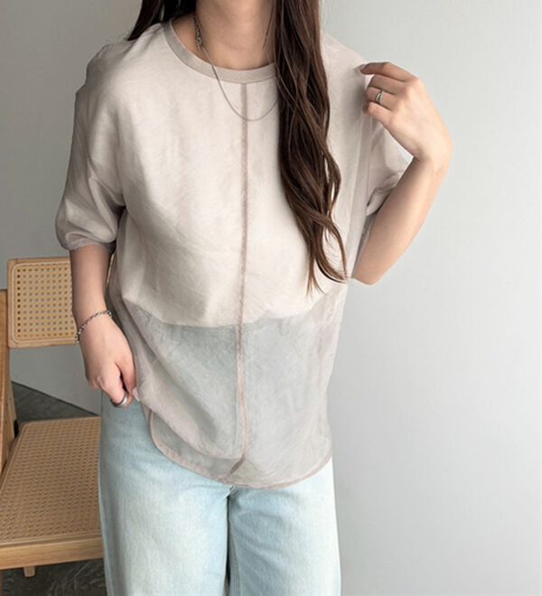 GeeRA（ジーラ）の「オーガンジーレイヤードＴシャツ（カットソー）」｜詳細画像
