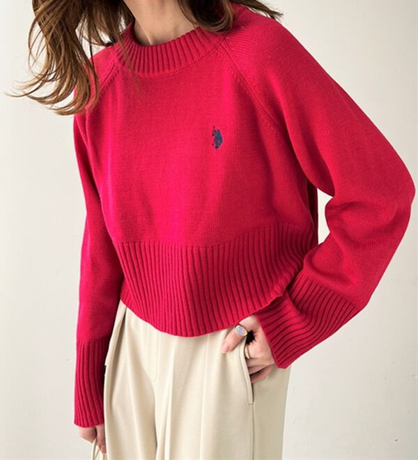 GeeRA（ジーラ）の「【ＵＳ．ＰＯＬＯ　ＡＳＳＮ】ショート丈ニット（ニット・セーター）」｜詳細画像