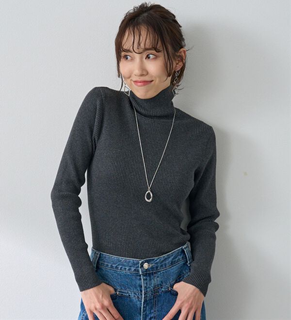 BELLUNA（ベルーナ）の「ハピネスコットン１００％&times;吸湿発熱リブタートルニット＜＆ｃｏｃｏｃｈｉ＞（ニット・セーター）」｜詳細画像