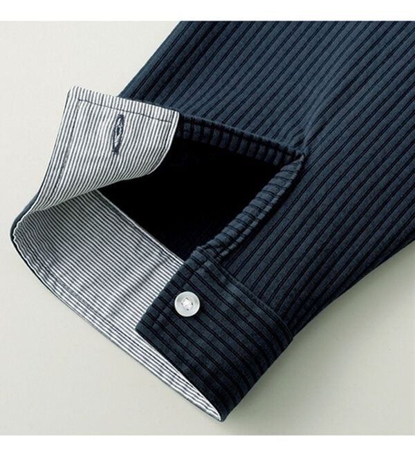 「＜ニコル　モリソン＞お洒落な７分袖スキッパーポロシャツ（メンズシャツ）」｜詳細画像