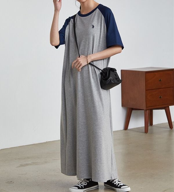 RANAN（ラナン）の「＜Ｕ．Ｓ．ＰＯＬＯ　ＡＳＳＮ．＞ラグランカットソーＡラインワンピース（カットソーワンピース）」｜詳細画像