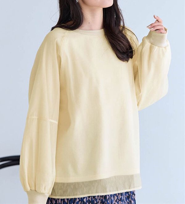 RANAN（ラナン）の「裏起毛シアー素材レイヤードスウェット（カットソー）」｜詳細画像