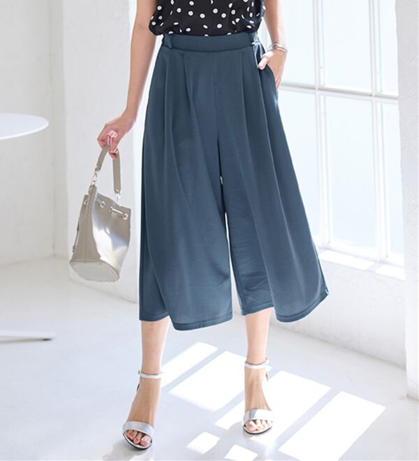 alotta（アロッタ）の「【４つの機能付】ひんやりドレープパンツ（ワイドパンツ・ガウチョ）」｜詳細画像