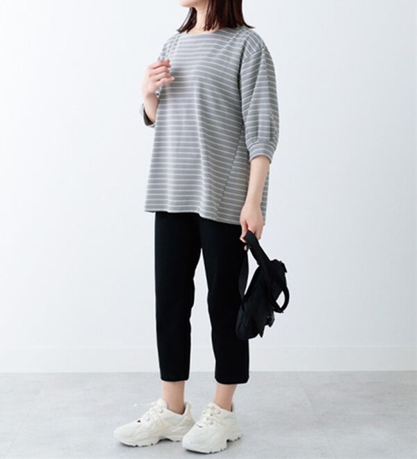 BELLUNA（ベルーナ）の「リップルボーダー袖タックプルオーバー（カットソー）」｜詳細画像