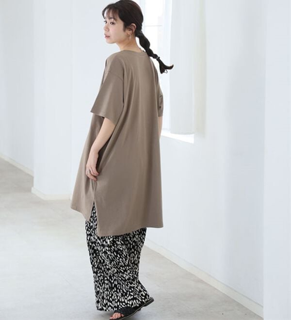 A HAPPY MARILYN（アハッピーマリリン）の「【Ｌ～１０Ｌ】選べる２丈！綿１００％ストンと楽ちん！着心地さらりゆるＴワンピース＆チュニック（チュニック）」｜詳細画像