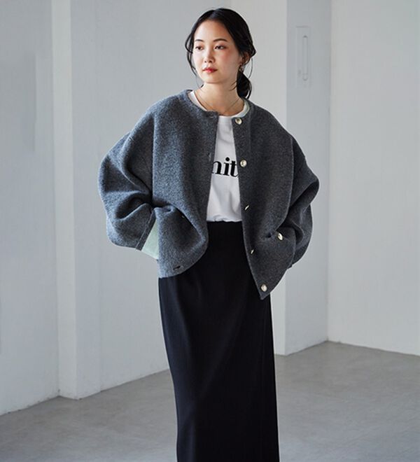 RANAN（ラナン）の「裏配色ゴールド調ボタンニットコーディガン（ニットカーディガン）」｜詳細画像