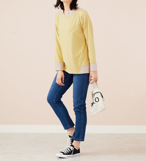 BELLUNA（ベルーナ）の「ワイドネックデザイン配色切替プルオーバー（カットソー）」｜詳細画像