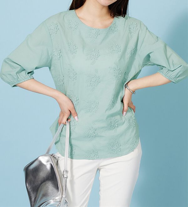 BELLUNA（ベルーナ）の「モチーフレース使いふんわり袖ブラウス（ブラウス）」｜詳細画像