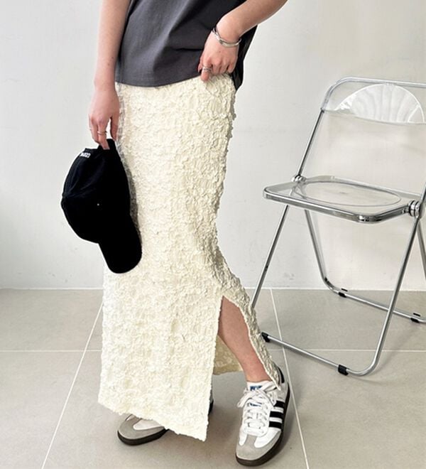 GeeRA（ジーラ）の「スリットジャカードスカート（ロングスカート）」｜詳細画像