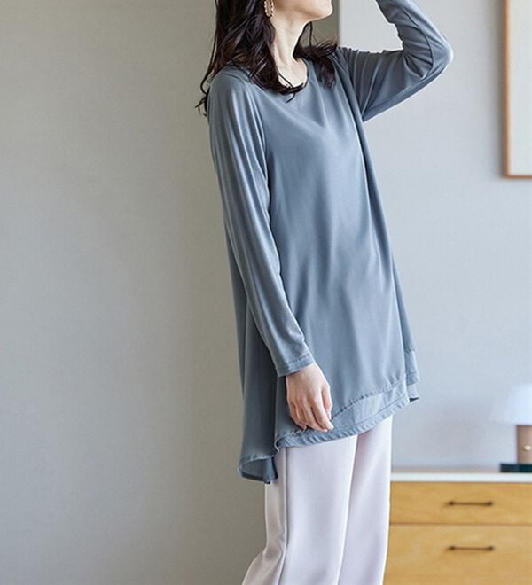 RANAN（ラナン）の「異素材切替フレアーチュニック（チュニック）」｜詳細画像