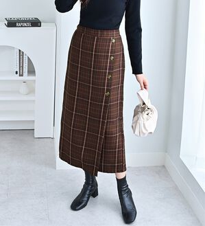 alotta（アロッタ）の「チェック柄ナロースカート（ロングスカート）」｜詳細画像