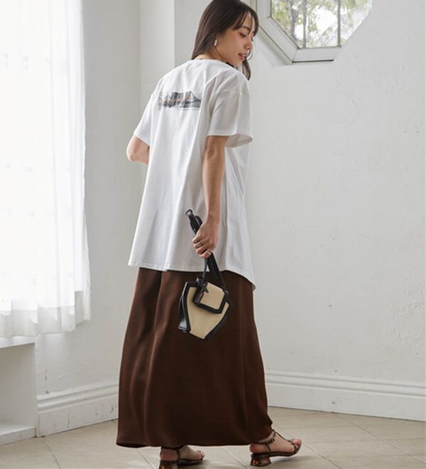 RANAN（ラナン）の「【ひんやり】ロゴプリントチュニックTシャツ（Tシャツ）」｜詳細画像