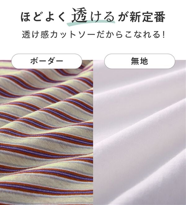 Viola e Viola（ヴィオラ エ ヴィオラ）の「【接触冷感】ほんのり透け感綿混セミシアートップス（カットソー）」｜詳細画像