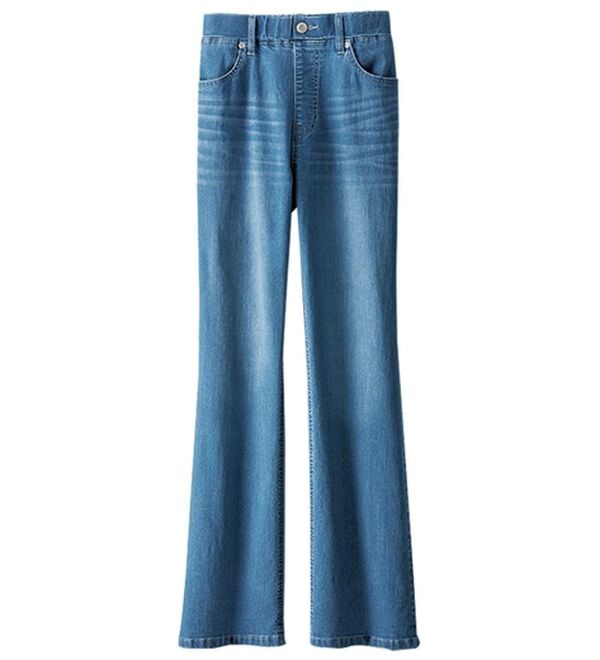 BELLUNA（ベルーナ）の「ヒンヤリ軽やか！フレアーデニムパンツ（フルレングスパンツ）」｜詳細画像