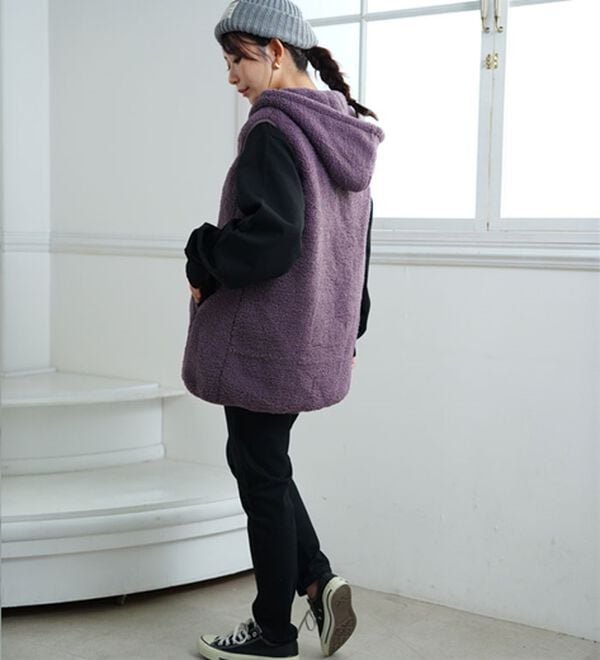 A HAPPY MARILYN（アハッピーマリリン）の「【Ｌ～８Ｌ】大きいサイズの企画者が作りました！ほんのりＡラインでお腹周りゆったりボアベスト（ベスト）」｜詳細画像