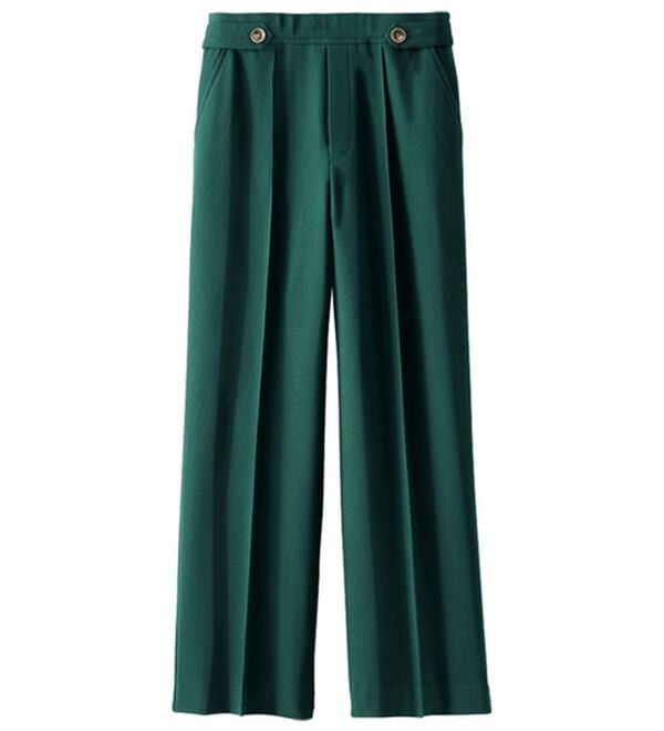 BELLUNA（ベルーナ）の「サマ見え（Ｗ）ストレッチ素材タブ使いワイドパンツ（ワイドパンツ・ガウチョ）」｜詳細画像