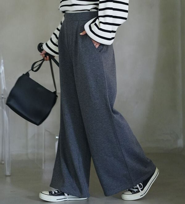 A HAPPY MARILYN（アハッピーマリリン）の「【Ｌ～８Ｌ】もわもわシャギーで下半身の冷え対策！選べる３丈 裏起毛 裏シャギー ワイドパンツ（ワイドパンツ・ガウチョ）」｜詳細画像