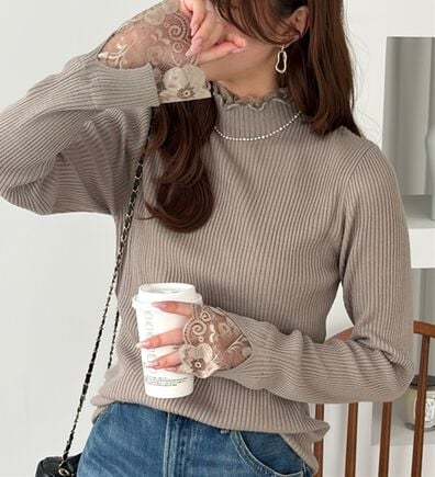 GeeRA（ジーラ）の「【復活】大人可愛い！レースが上品なハイネックニット（ニット・セーター）」