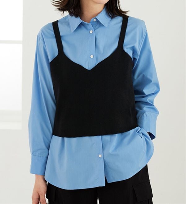 BELLUNA（ベルーナ）の「ニットビスチェ&times;シャツアンサンブル（アンサンブル）」｜詳細画像