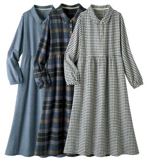 ルフラン（ルフラン）の「【３色組】綿１００％あったかロングワンピース（ロングワンピース）」｜3色組