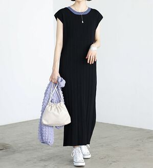 配色デザインバックオープンニットワンピ - ベルーナ【公式】 